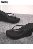 Shoes Ladies' Slippers Platform Slipers Women Rubber Flip Flops Heeled Mules Luxury Slides Sabot 2023 Hawaiian