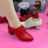 Women's Shoes Spring/autumn All-match High-heeled Shoes Women Pointed Thick-heeled Side Zipper Leather Shoes Fashion Women