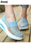 sneakers women shoes wedges increased thick platform shoes woman woven breathable casual sneakers