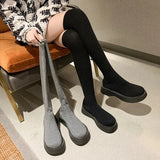 Women Platform Over The Knee Boots Stretch Knitting Sock Long Boots Woman 2023 Autumn Thick Bottom Thigh High Botas