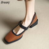 2023 Autumn French Retro Elegant Style Square Head Thick Heel Mary Jane Shoes Women's Low-heeled Belt Buckle Shoes