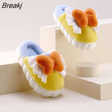 Women's Cotton Slippers 2023 Fashion Bow Knot Winter Plush Cotton Slippers Princess Lace Slippers Winter Warm