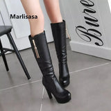 Fashion Sweet Black Knee High Long Boots Women Cute Comfortable Autumn White Boots Winter Boots Frauen Stiefel