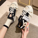 Womens Flat Sneakers New Style Breathable Floral Canvas Shoes Autumn Thick Platform All-match Student Sneakers Zapatillas