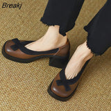 Retro Autumn Women Mary Jane Shoes Thick Heel High Heel Shoes Flat Button Shallow Bow Single Shoes Comfortable