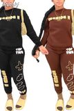 Fashion Letter Print Two Piece Sets Autumn Winter Sweatshirt And Sweatpants Matching Outfits Women Casual