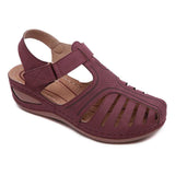 Women's Sandals Large Size Hollowed-Out Slope Heels Round Head Non-Skid Women's