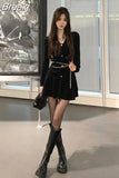 Sweater Dress Women Elegant Y2k Mini Dress Party Pure Color One Piece Dress Korean Fashion Casual Design 2023