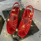 for Women with Low Heels Footwear Plastic Ladies Shoes Crystal Summer 2023 Outdoor Jelly Pvc Trend Korea on Offer