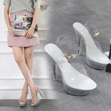 Wedding Shoes New Women 2023 High Night Club Sandals Crystal Bottom Waterproof Wedding Shoes Steel Tube Dancing