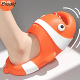 Cute Soft Animals Slippers for Women Fashion Indoor House Clown Fish Sandals Couples Bathroom Anti-slip Platform