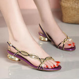 New Bohemian Fashion Diamond Sandals Summer Leather Flat Sandals Non-Slip Crystal