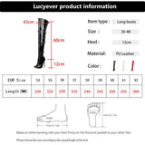 Women Sexy Cross Tied Thigh High Boots Pointed Toe Thin High Heels Over The Knee Boots Patent Leather Shoes Woman