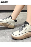 Platform Heels Casual Sport Women Shoes Flats Running Pu Leather Sneakers Woman Autumn New Thick Lace Up Mujer