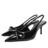 Breakj Pointed High Heels 2025 Summer New Shallow Mouth Fine Heel Bow After The Air Wear A Hundred Temperament Single