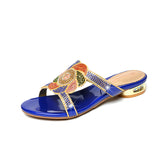 Diamond Sandals, Women's High-Heeled Slippers, Summer Rough Heels With Diamond-Encrusted Crystals, Fashionable Heels, Sandals And