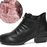 Fashion Women Boots Autumn Boots Genuine Leather Ankle Boots 2022 Winter Warm Fur Plush Women Shoes Big Size