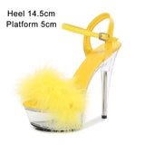 Sandals For Women Waterproof Platform Women Shoes 2023 Summer New Fur Transparent High Heels 14.5cm Female Party