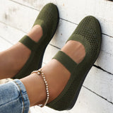 Women Flats Shoes Slip on Knitting Loafers for Women Round Toe Single Shoes Hollow Out Fashion Mom Casual Shoes for