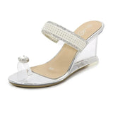 Wear Outside Summer Slippers Candy Color Sandals Ankle Strap 8CM Walk Show Super High Heels Peep Toe Wedding Women