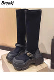 Women Boots High Heels Autumn Shoes Luxury Designer Boots-Women Round Toe Stiletto Flat Fashion 2023 Mid Calf Over-the-Knee