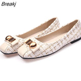 Summer Fashion Brand Office Ladies Shoes Women Flats Flat Casual Woman Boat Shoes Plaid Plus Size 42