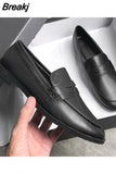 woman oxford shoes chunky heels loafers slip on brogues round toe all-match moccasins women leather derby shoes