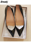 concise elegant shoes 10cm 12cm super high stiletto heel pointed toe office daily wear women Cleavage pumps black