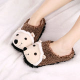 Cute Winter Warm Cute Cotton Slippers Thicken Plus Velvet Cartoon Hedgehog Floor
