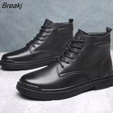 Autumn Winter Shoes Men Genuine Leather Boots Black Warm Plush Cold Winter Mens Ankle Boots Leather Male Footwear