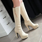 Fashion Sweet Black Knee High Long Boots Women Cute Comfortable Autumn White Boots Winter Boots Frauen Stiefel