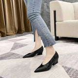 Women Mid Heels Shoes Platform Chunky Sandals 2023 Autumn New Trend Pointed Toe Shallow Shoes Pumps Dress Casual Mujer