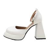 High Heels Women Summer Temperament Buckle Square Head Shallow Mouth Mary Jane Shoes Square Head Sandals Zapatos De