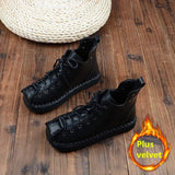 National Style Ankle Boots Mori Literary Handmade Comfort Soft-Sole Flat Womens Boots Casual Women Boots Wild Women
