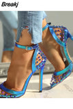 Brand Sexy Thin High Heels Party Summer Sandals Shoes Woman Pointed Toe Rivets PVC women's ankle-strap Lady