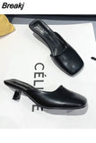 Outside Green Summer 2023 Mules Women's Slippers and Ladies Sandals with Heel Slides Leather New Fashion Unique Y Casual