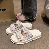 Shoes Woman 2024 Slippers Flat Platform Pantofle Luxury Slides New Rubber Designer Fashion PU Female Shoes Womens Slippers