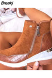 Boots Women 2023 Fashion Warm Snow Boots Wedge Platform Boots Women's Ankle Boots Size 43 Side Zipper Booties Botas