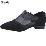 Shoes for Women Female Sandal Nubuck 2023 Summer Large Size Girls Rhinestone Beige Lace Fashion Laces Flat Closed Low