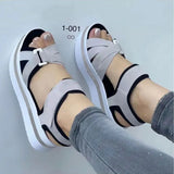 New Large-Size Thick-Soled Sandals Women's Flat-Soled Velcro Women's Beach
