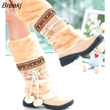 Warm Thickened Fur Over Knee High Heel Boots Women Shoes Fashion Sexy Botas Long Woman Footwear AH053 size 35-40
