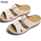 Women 2023 New Summer Wedge Platform Orthopedics Sandals Retro Rome Peep Toe Breathable Beach Ladies Shoes