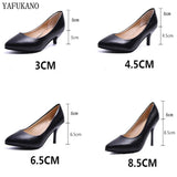 Single Shoes Simple Comfort Work Shoes Black High Heels Formal Wear Leather Shoes Sexy Small Size Women's Shoes