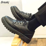 Style PU Leather Shoes Mens Casual Business Shoes Trendy Young Students Fashion Platform Shoes Men Dress