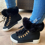 Breakj Short-Haired Long Hairy Leather Snow Boots Women's Wind Plus Thick