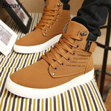 Winter Men's Vulcanized Shoes New Men Sneaker High Top Shoes Lace-up Casual Walking Shoes Skateboarding Flat