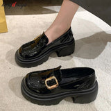 Women's Shoes Platform Autumn Round Toe Female Footwear Loafers With British Style Shallow Mouth Oxfords Casual Sneaker