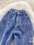 Women Jeans 2023 Summer Blue Denim Trouser High Waist Ripped Holes Straight Leg Full Length Pants Casual Street
