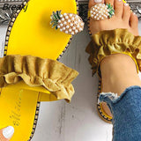 Women Slipper Pineapple Pearl Flat Toe Bohemian Summer Beach Sandals Ladies Shoes plus size Mujer