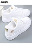 2023Women Casual Shoes New Spring Women Shoes Fashion Embroidered White Sneakers Breathable Flower Lace-Up Women